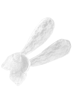 Laced Long Ear with Veil Halloween Headband HN400153 WHITE